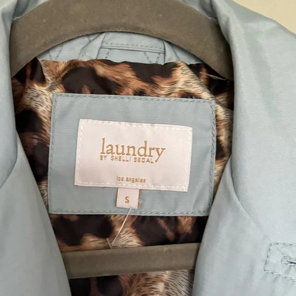 Laundry by Shelli Segal Trench Coat Size Small in Baby Blue Wrap Coat - Picture 4 of 12